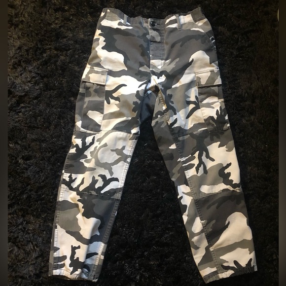 Black, Grey, White Army Cargo Pants - Picture 1 of 4